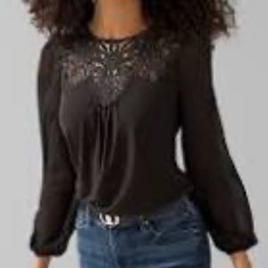 NWT WHBM White House Black Market Lace blouse top tee medium
